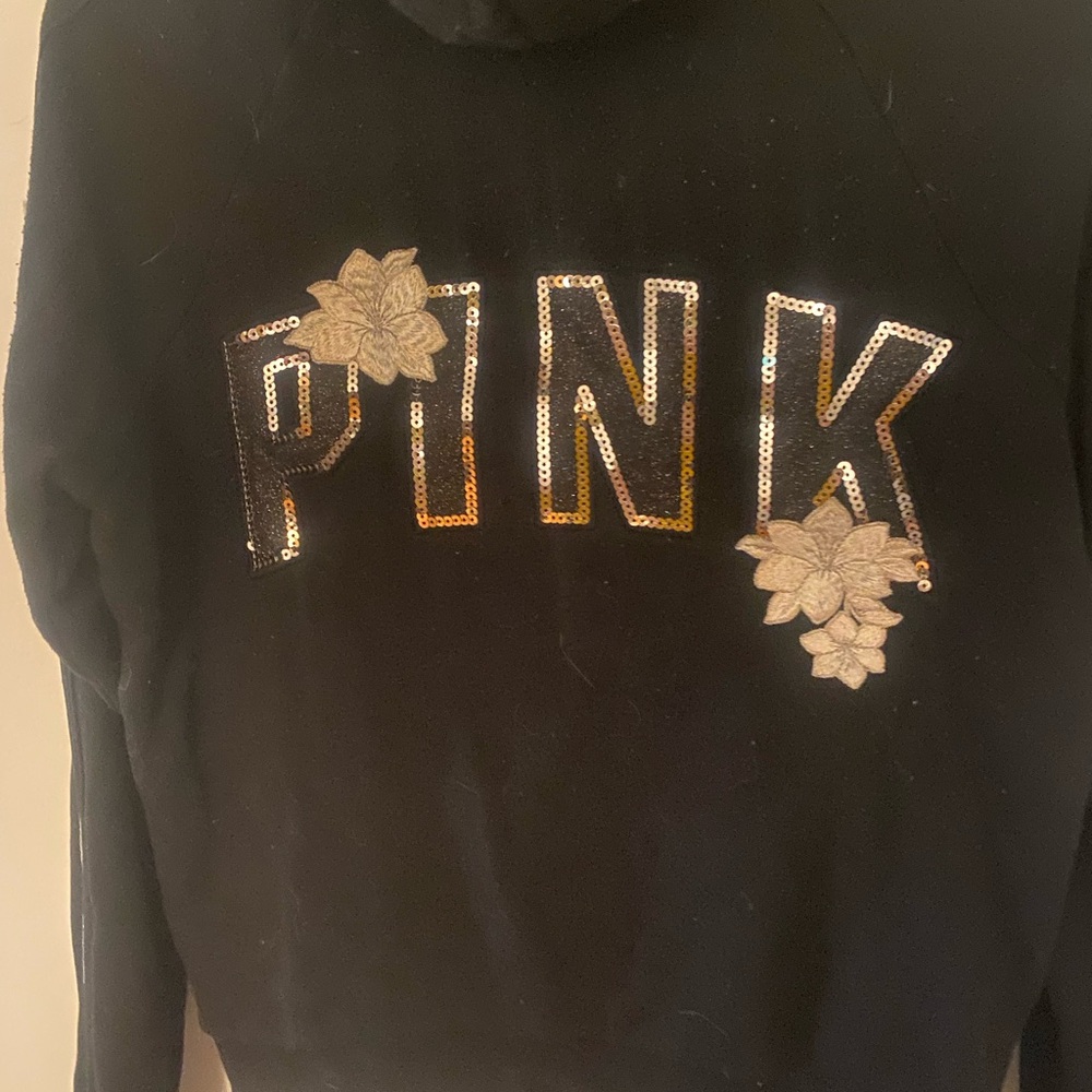 Victoria's Secret Black Sequin Floral Sweater